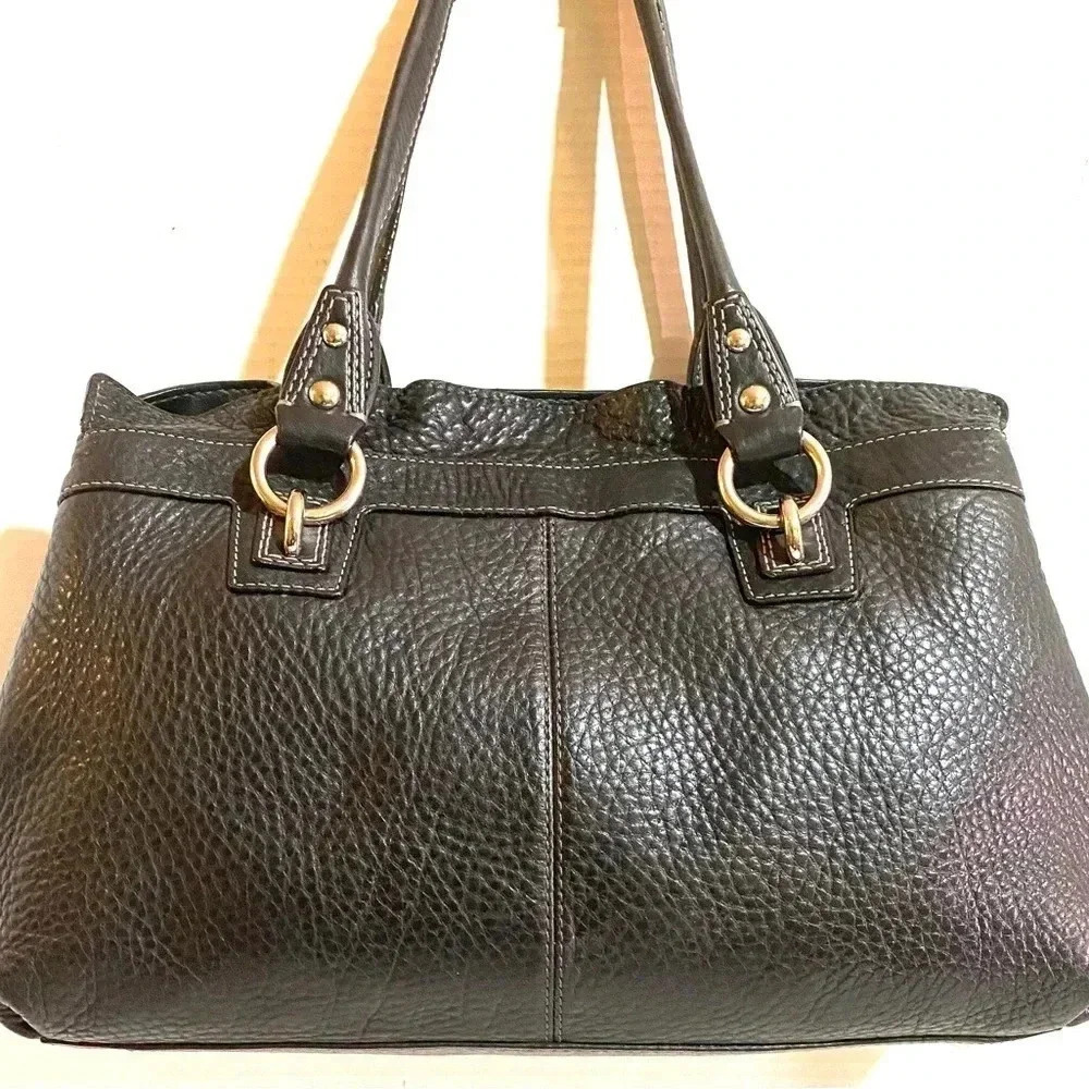 Coach vintage black leather satchel handbag - Picture 2 of 8